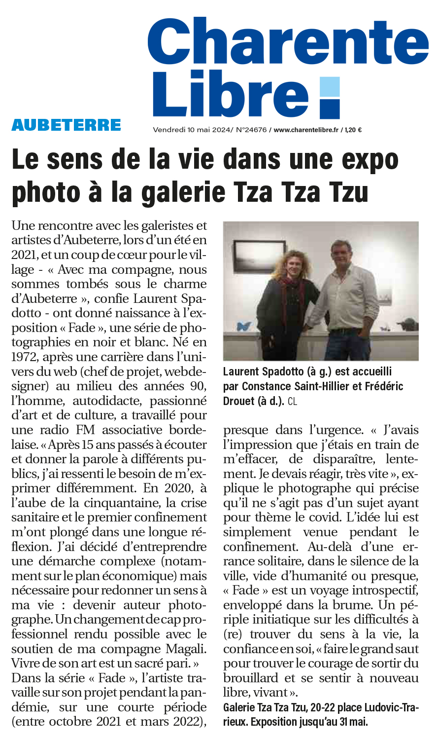 Exposition photos Laurent Spadotto - Galerie d'art Tza Tza Tzu, Aubeterre sur Dronne, Charente.
